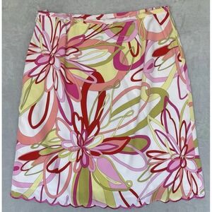 Vintage Y2K Grace Elements‎ Silk Skirt Women's 16 Multicolor Floral Cottagecore